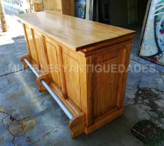 Barra mostrador estilo colonial con baranda apoya pies (BA116A) en internet
