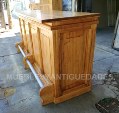 Barra mostrador estilo colonial con baranda apoya pies (BA116A) - Muebles y Antiguedades - Argentina