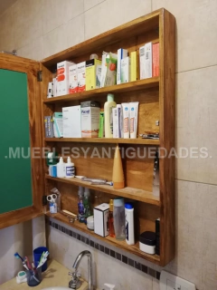Botiquín organizador para baño en madera maciza con espejo 0,80 x 0,70 mts (EM109M) - comprar online