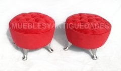 Puff redondo capitoné con patas metal macizo pulido (PC103M) en internet