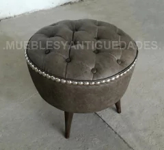 Puff redondo banqueta capitoné con hilera de tachas (PC108M) - comprar online