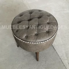 Puff redondo banqueta capitoné con hilera de tachas (PC108M) en internet
