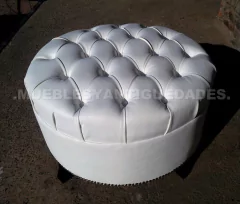 Banqueta Puff redondo capitoné tapizado en pana cuero vinílico ecocuero cuerina (PG101M) - comprar online