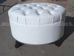 Banqueta Puff redondo capitoné tapizado en pana cuero vinílico ecocuero cuerina (PG101M) en internet