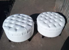 Banqueta Puff redondo capitoné tapizado en pana cuero vinílico ecocuero cuerina (PG101M) - Muebles y Antiguedades - Argentina