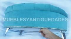 Banqueta Puff redondo capitoné con patas de metal tapizado en pana cuero vinílico ecocuero cuerina colores a elección (PG104M) - Muebles y Antiguedades - Argentina