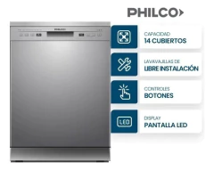 Lavavajillas Philco Phlj14 14 Cubiertos Lavado Rápido A