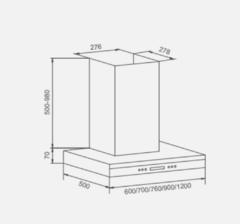 Campana Extractora Artei T-BOX LUSCA UT0190E 90cm Frente de Vidrio Base Iluminada - comprar online