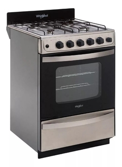 Cocina Whirlpool WFX57DW multigas 4 hornallas inoxidable 220V puerta con visor 60L