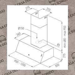 Extractor purificador de cocina TST Chalten ac. inox. de pared 120cm 250-120 - cocinasonline