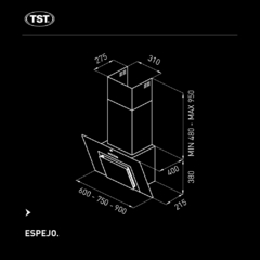 TST Campana Extractora Para Pared Modelo Espejo 60cm - cod 280-60 - tienda online