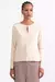 Blusa manga longa recorte frente em suede - comprar online