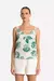 Blusa regata com detalhe em voil de viscose estampada na internet