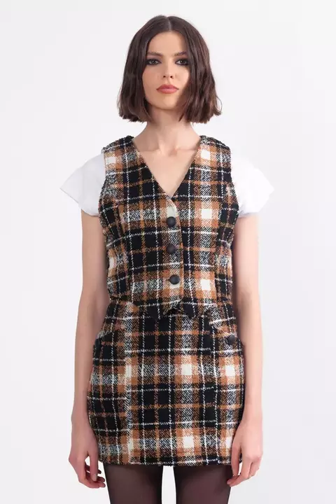 Colete em tweed com forro