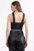 Cropped decote v em poliuretano croco - comprar online