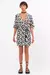 Vestido curto transpassado em viscose com estampa exclusiva