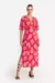 Vestido midi com fendas nas laterais em viscose com estampa exclusiva