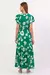 Vestido midi decote v de manga curta em viscose com estampa exclusiva - comprar online