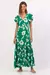 Vestido midi decote v de manga curta em viscose com estampa exclusiva na internet