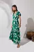 Vestido midi decote v de manga curta em viscose com estampa exclusiva - loja online