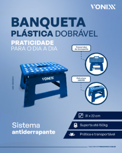 Banqueta Dobrável Plástica 31x22cm Vonixx na internet