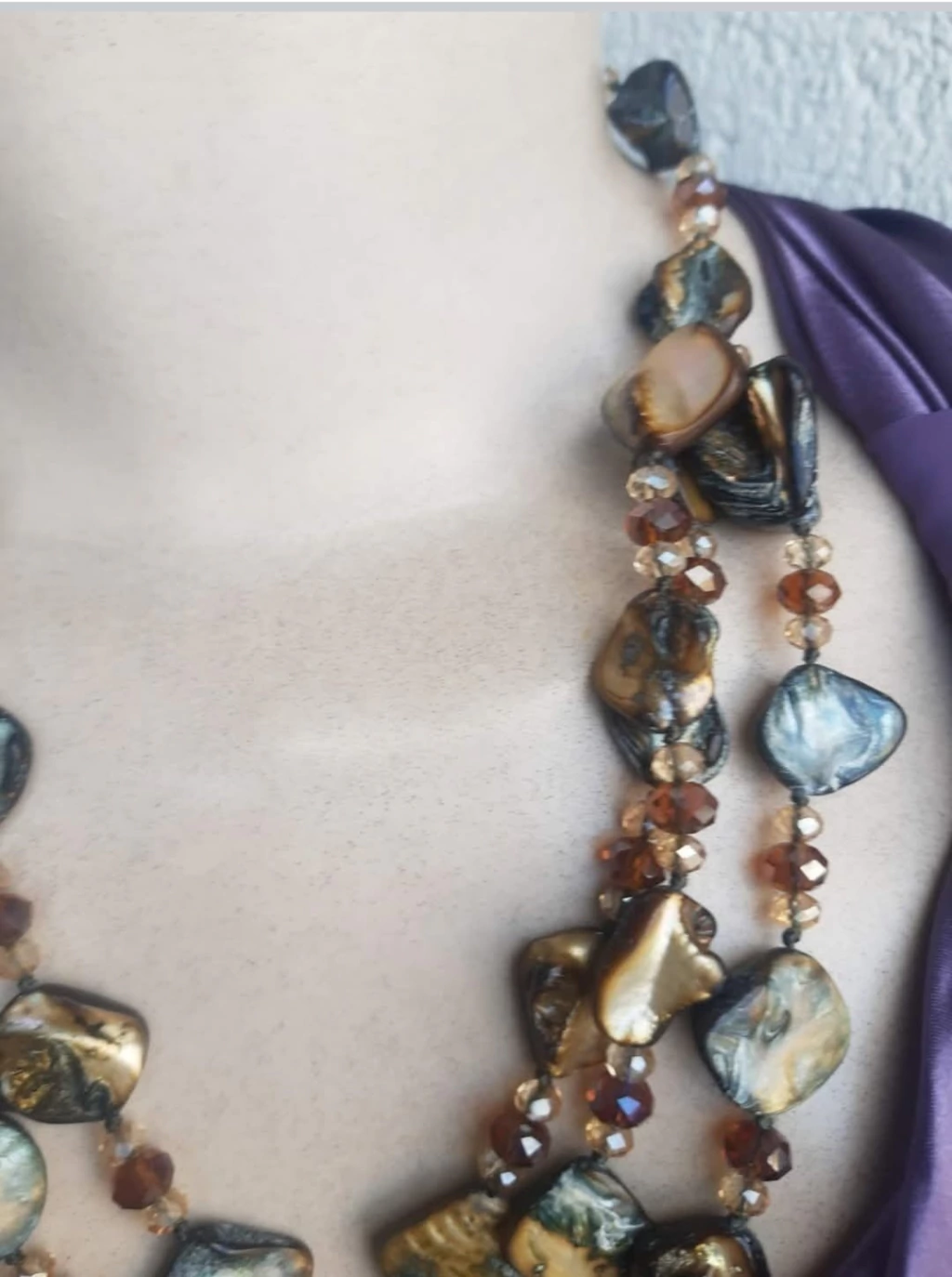 Colar triplo de pedras feminino pedraria delicado artesanal