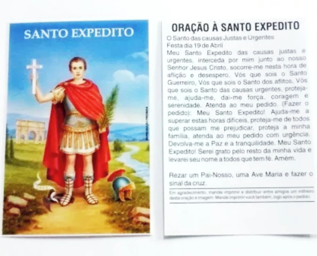 Santo Expedito santinhos de promessa milheiro oração