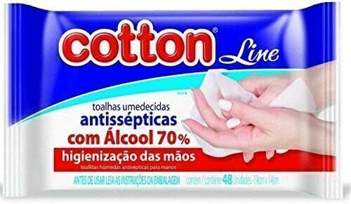 Toalhas antissepticas umidecidas álcool 70 48 un Cotton