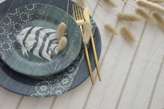 MANTEL BLANCO + RAYAS BEIGE