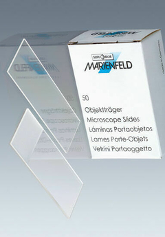 Portaobjetos frosted borde sin pulir 76 x 26 x 1mm x 50u. Marienfeld Superior