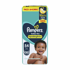 PAMPERS BABYDRY XXG (EXTRA-EXTRAGRANDE) PACK FLIAR (2 paq. x 54 unidades)