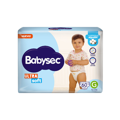 BABYSEC ULTRASOFT G (Grande) MES DE CONSUMO ( 3 paq. x 60 unidades)