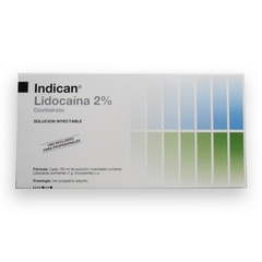 Anestesia Indican (sin epinefrina), Lidocaína Clorhidrato 2%, blister por 10u. SIDUS
