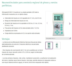 STIMUPLEX HNS-12 NEUROESTIMULADOR DIGITAL P/ANESTESIA PLEXO BBRAUN - comprar online