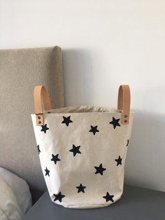 Canasto contenedor con manija de cuero - comprar online