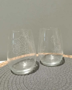 Set x 6 vasos copones flores blancas - Chez Deco