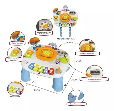 MESA DIDACTICA CON VOLANTE