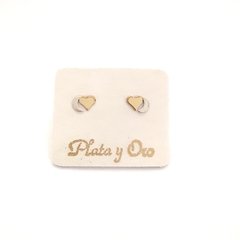 Aros Corazón y Luna Plata y Oro - comprar online