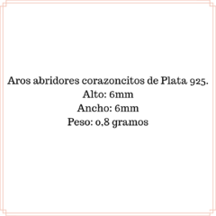 Aros Abridores Corazón. Plata 925