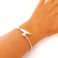 Pulsera Esclava Pluma Plata