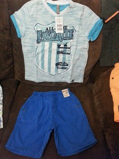 conjunto infantil de bermuda masculino Turma da Malha