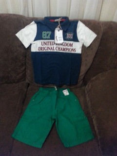 conjunto infantil de bermuda masculino Turma da Malha