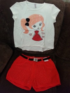 conjunto de shorts infantil feminino Turma da malha. tamanho 6