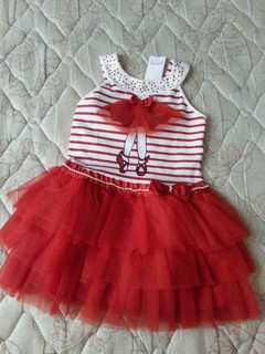 Vestido de festa Infantil Turma da Malha , Tamanho 4, vermelho