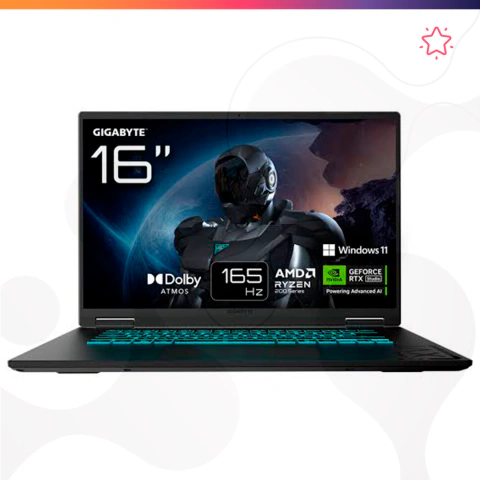 GIGABYTE ‎GAMING A16 RYZEN™ 7 260 1TB SSD 16GB 16" 165HZ WIN11 NVIDIA® RTX 5060 8192MB
