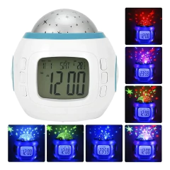 RELOJ DESPERTADOR Proyector Estrellas C/LUZ LED MUSICA - comprar online