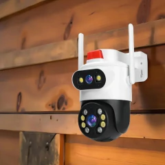Camara De Seguridad Doble Con Alarma y Sirena Icsee en internet