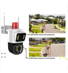 Camara De Seguridad Doble Con Alarma y Sirena Icsee - comprar online
