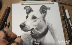 Retratos de mascotas realizados a lápiz a partir de una foto
