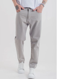 Pantalón Mom Gabardina Gris Claro - comprar online